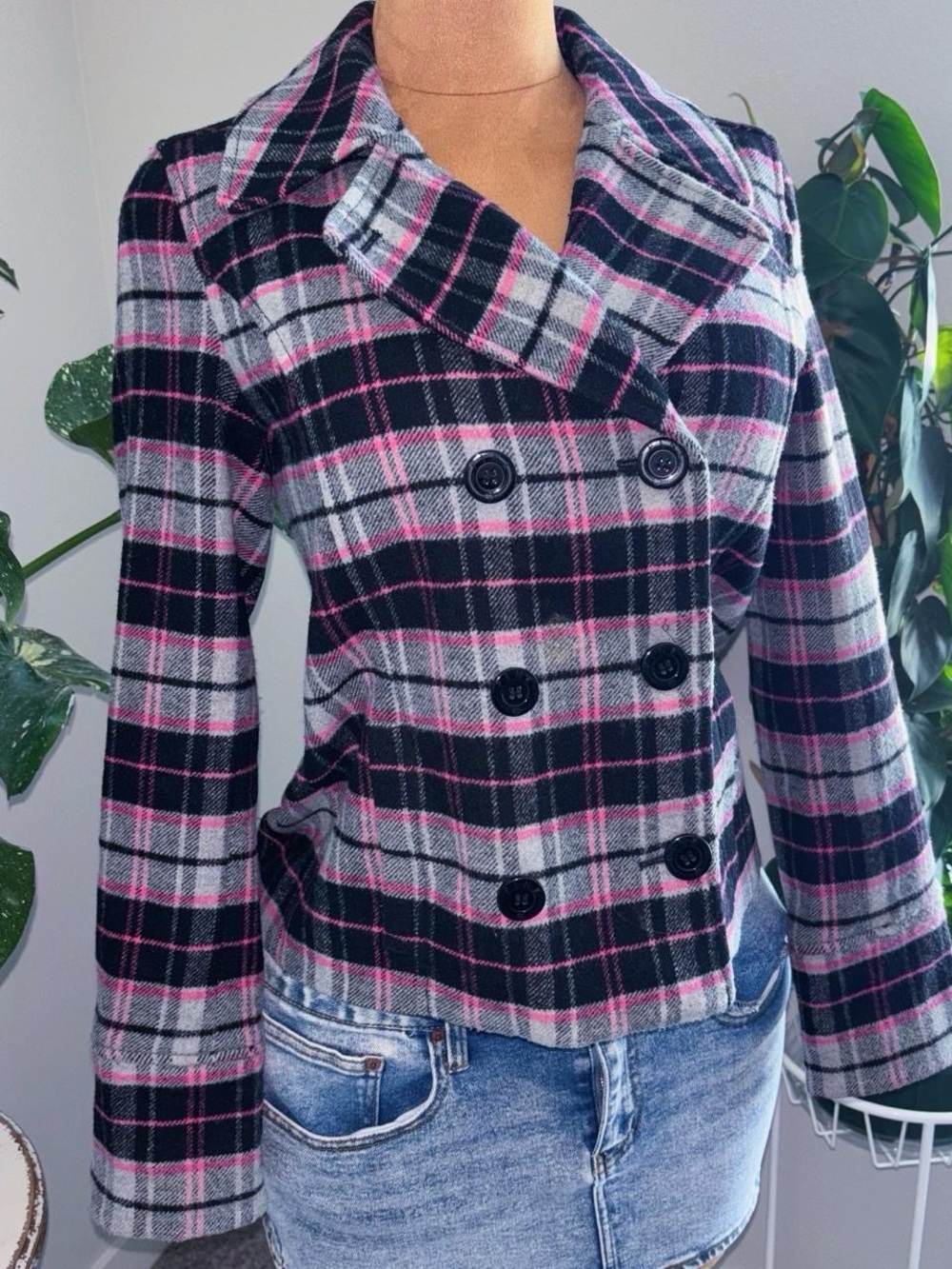Winter 2009 Victoria’s Secret PINK Plaid Peacoat Jacket | Y2K Preppy